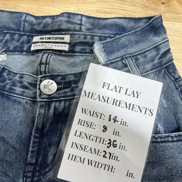 ONE TEASPOON Blue Society FREEBIRDS Distressed Step Hem Skinny Jeans 25 - Picture 12 of 12